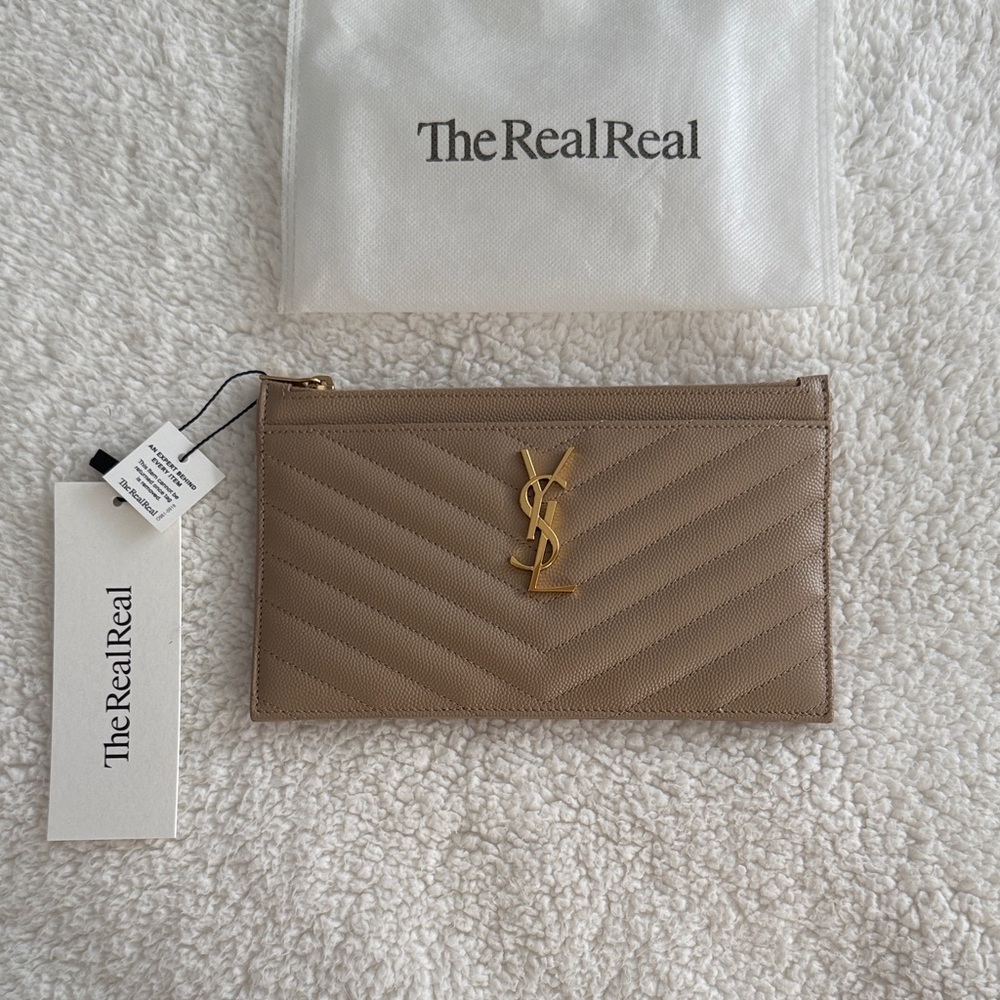 Saint Laurent bill pouch dark beige